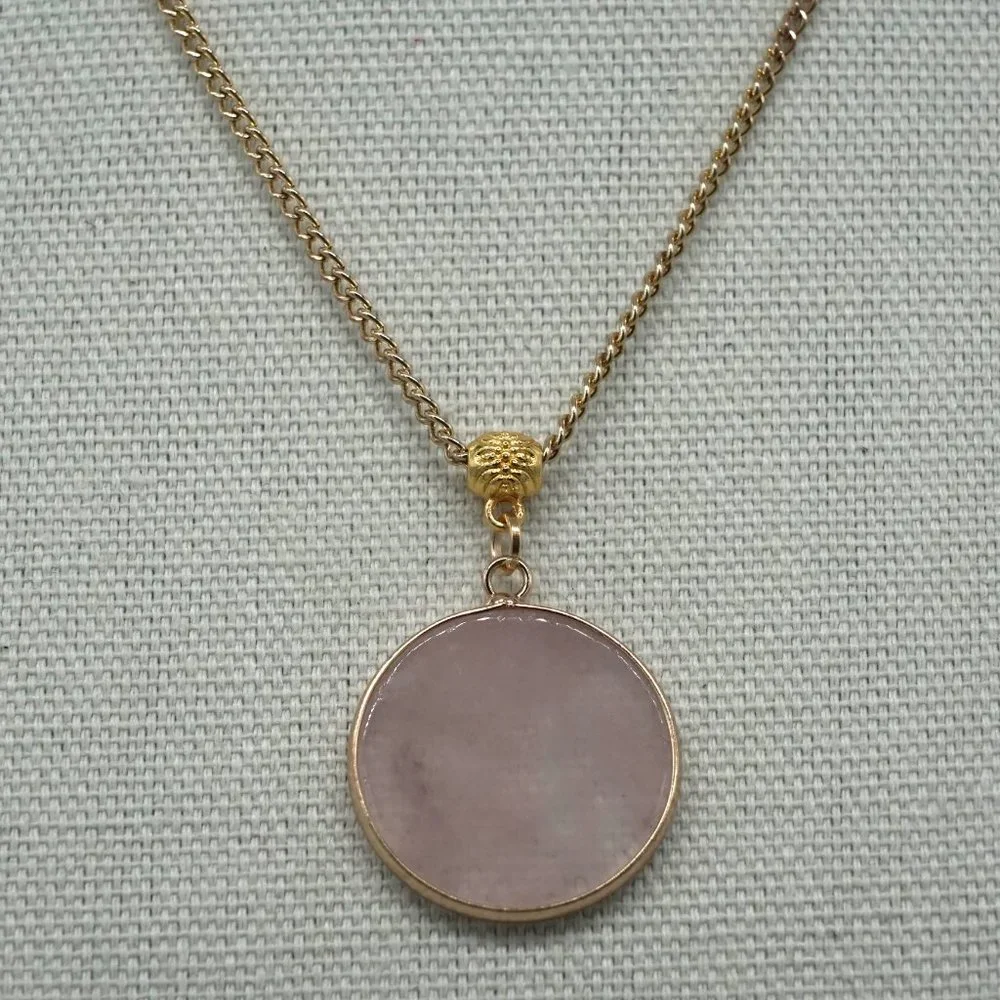 Genuine Rose Quartz stone with  link chain. - Picture 4 of 4